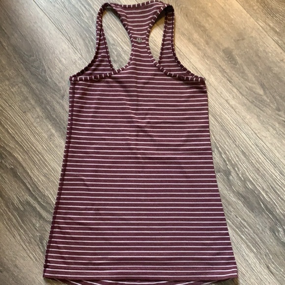 Lululemon cool racerback tank top west2east stripe Heathered Bordeaux drama - Picture 3 of 8